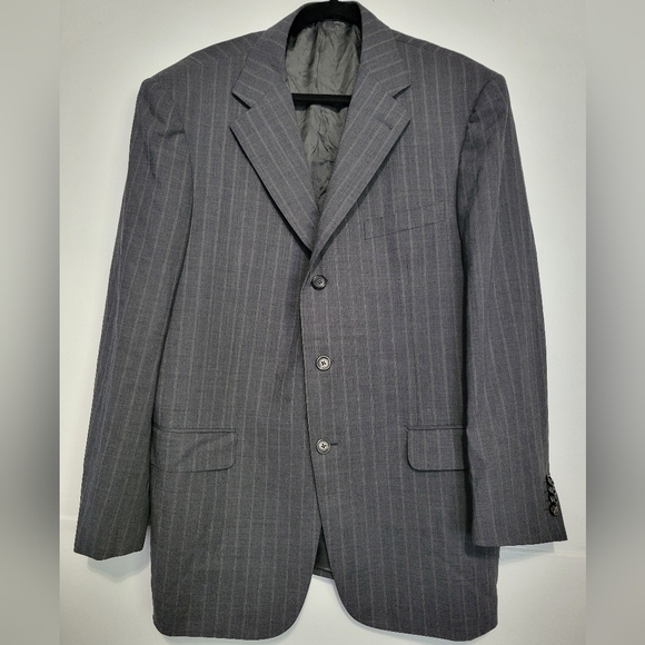 Ermenegildo Zegna High Perfomance Pinstripe Wool Blazer Grey Size 52R - Picture 1 of 16